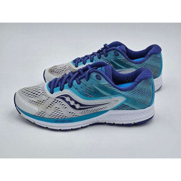 Saucony Shoes - Saucony Womens Ride 10 Running Shoes White Blue Size 7.5 S10373-3